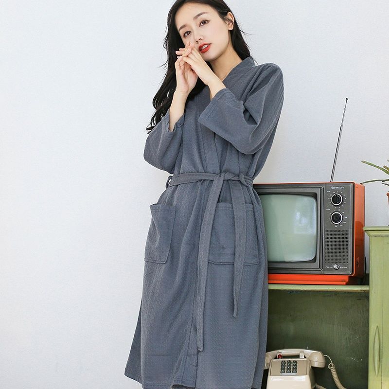 봄과 가을 얇은 목욕 가운 커플의 잠옷 남성용 긴 물 흡수성 빠른 건조 목욕 가운 여름 잠옷