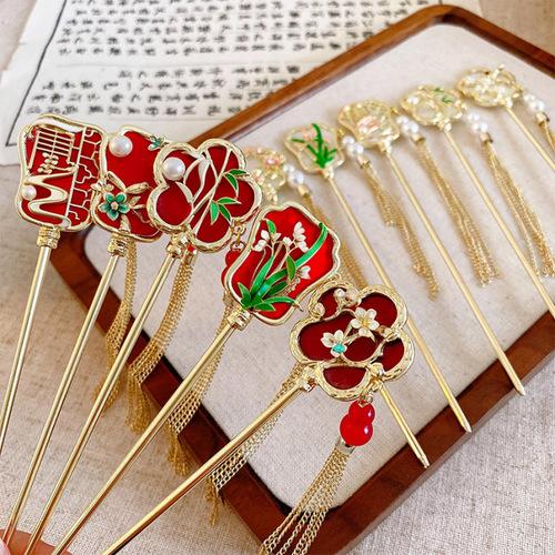 Ancient style hairpins, Hanfu hair accessories, wooden hairpins, Chinese style cheongsam, ancient costume hairpins, new Chinese style hairpins, hairpins for women