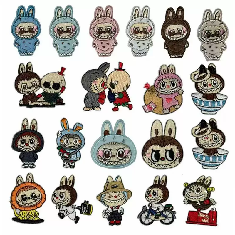 可爱卡通女孩拉布布刺绣布贴儿童衣服破洞修补装饰贴labubu绣花标