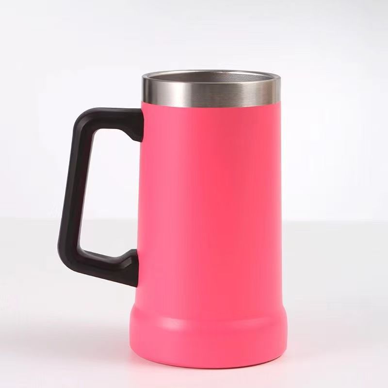 Insulated Stainless Steel Beer Mug With Handle, Large Capacity_voghion.com