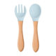 Food grade children's wooden handle silicone spoon Fork tableware baby training complementary food spoon baby feeding spoon Fork