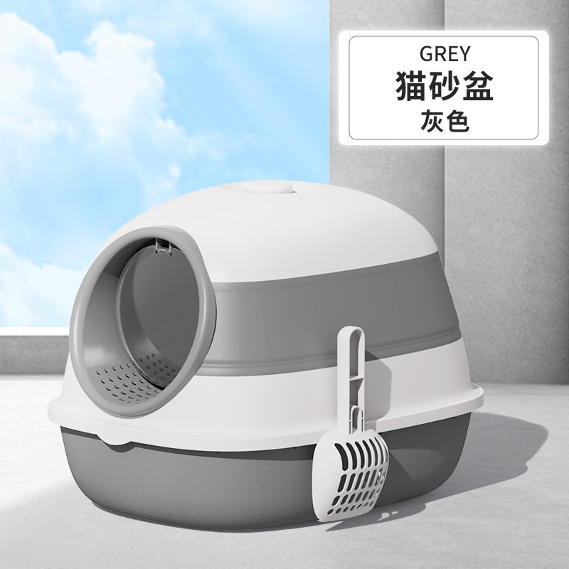 Venta caliente transfronteriza caja de arena para gatos plegable completamente cerrada desodorante anti-Splash pegamento suave gato orinal gato grande inodoro