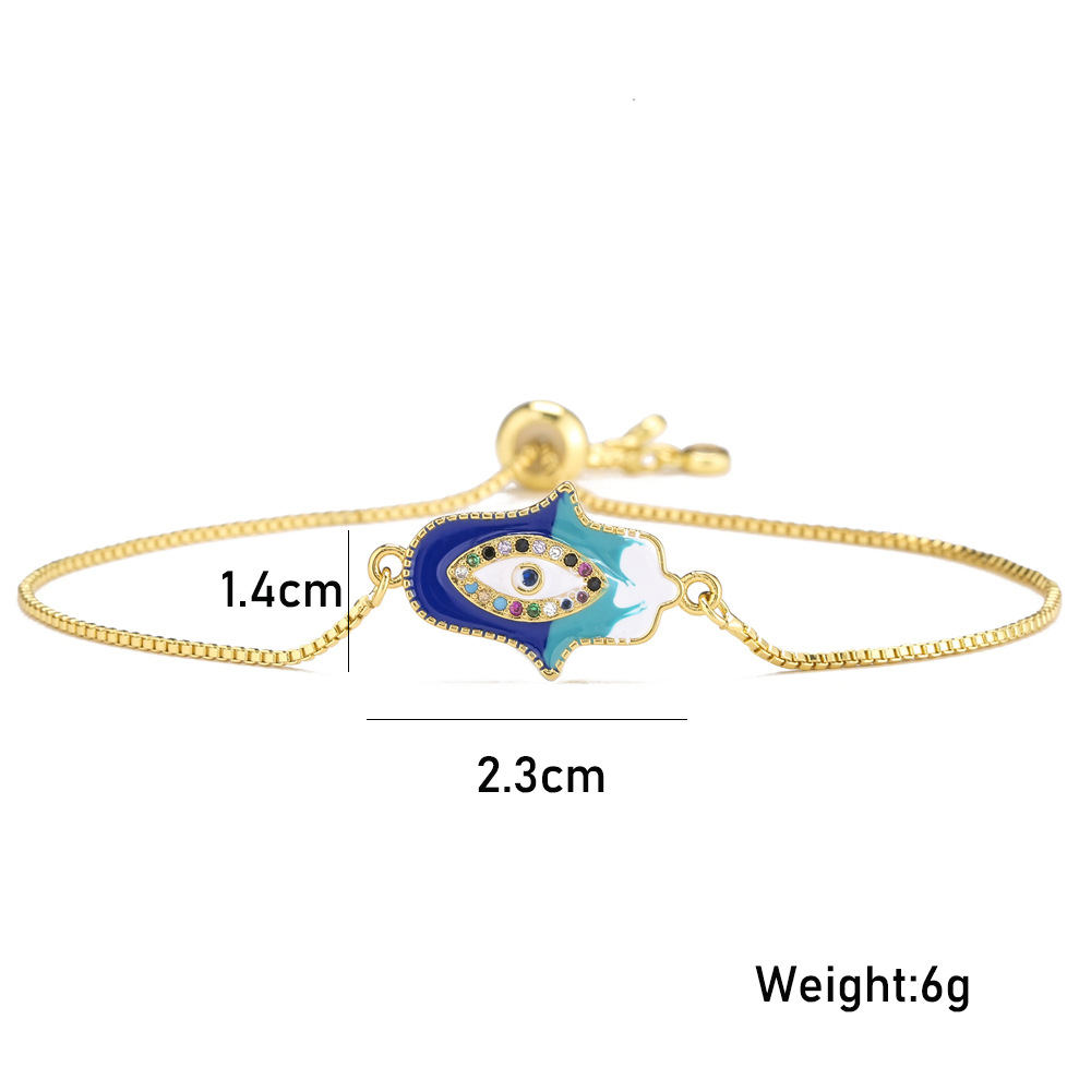 European and American new oil dripping copper micro-inlaid zircon lucky palm bracelet