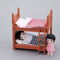 Миниатюрный мини-игровой домик для еды, кукольный домик, мебель, детские игрушки, искусственная мини-спальня, двуспальная кровать, двухъярусная кровать