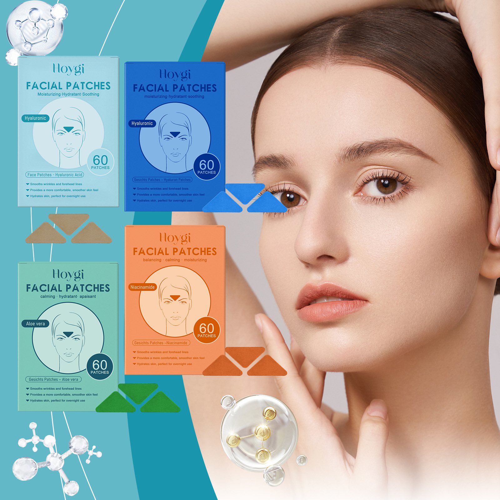 Hoygi Facial Patch Series: Lightens Fine Lines on the Forehead and Face, Nourishes and Moisturizes Skin, Firming and Hydrating Patches