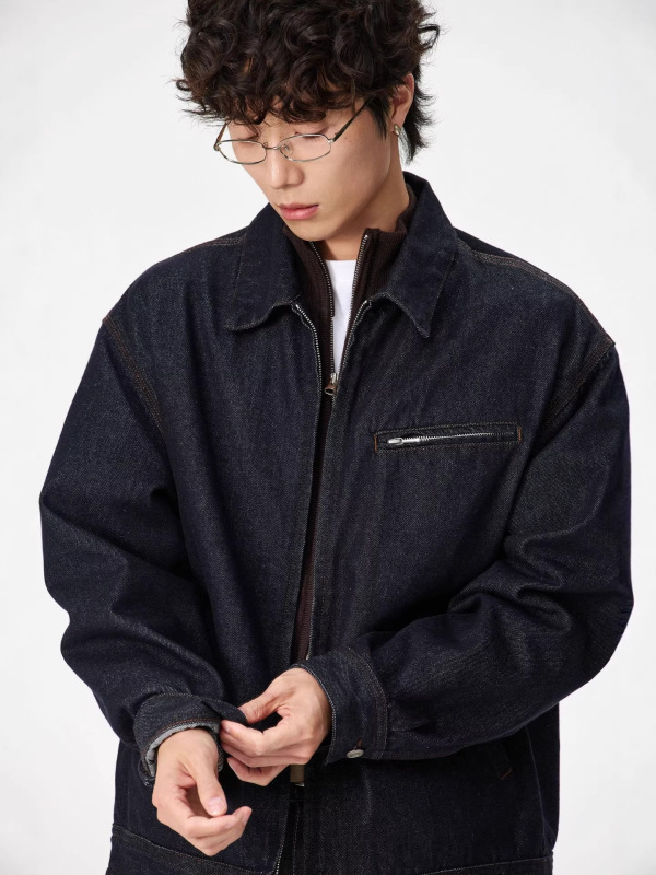 Answer Me American Retro Trendy Khaki Raw Denim Workwear Jacket Casual Top for Men W509 Answer Me American Retro Trendy Khaki Raw Denim Workwear Jacket Casual Top for Men W509