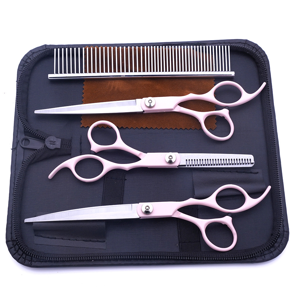 Venta directa de fábrica de tijeras para perros, herramientas de belleza para gatos, tijeras curvas, tijeras finas de belleza, tijeras de corte de pelaje de pelaje