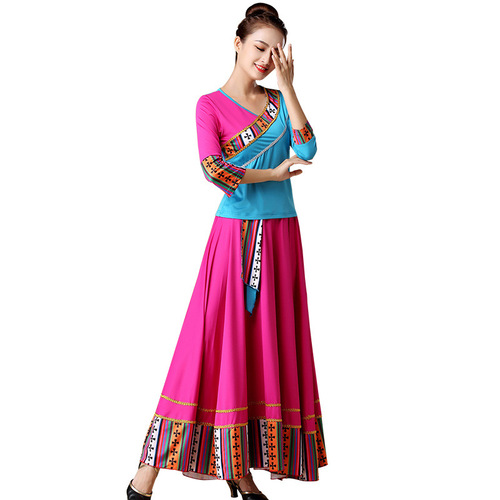Autumn Square Dance Costume Spring and Autumn Ethnic Style New Set for Women Tibetan Team Performance Dance Costume Two-Piece Set