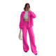 211497 Spring and Summer New Cross-Border European and American Pure Color Cotton Long-Sleeved Cardigan Women's Loose Shirt Casual Pants Suit