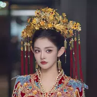 Новый золотой головной убор Xiuhe Fengguan аксессуары китайская невеста свадебное свадебное шоу костюмы роскошные аксессуары для волос