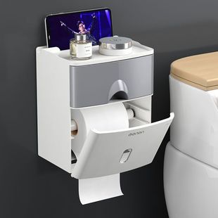 No Punching Creative Waterproof Paper Towel Holder Toilet Wall-Mounted Paper Box Toilet Tissue Box Toilet Paper Storage Rack