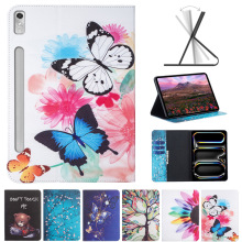适用联想Tab M11平板皮套 红米pad SE卡通小熊蝴蝶花彩绘插卡P11