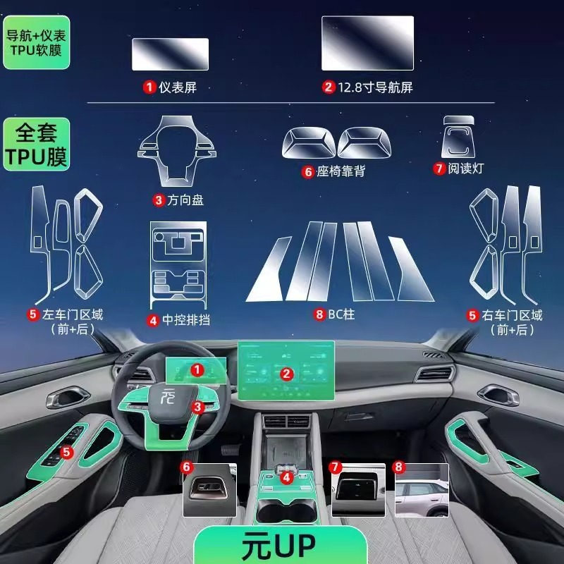 BYD Yuan UP インテリア保護中央制御フィルムナビゲーション画面強化フィルムカー用品修正アクセサリー装飾|undefined