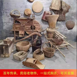 民俗老物件风车老旧木犁复古影视道具怀旧农村农具农耕文化摆件