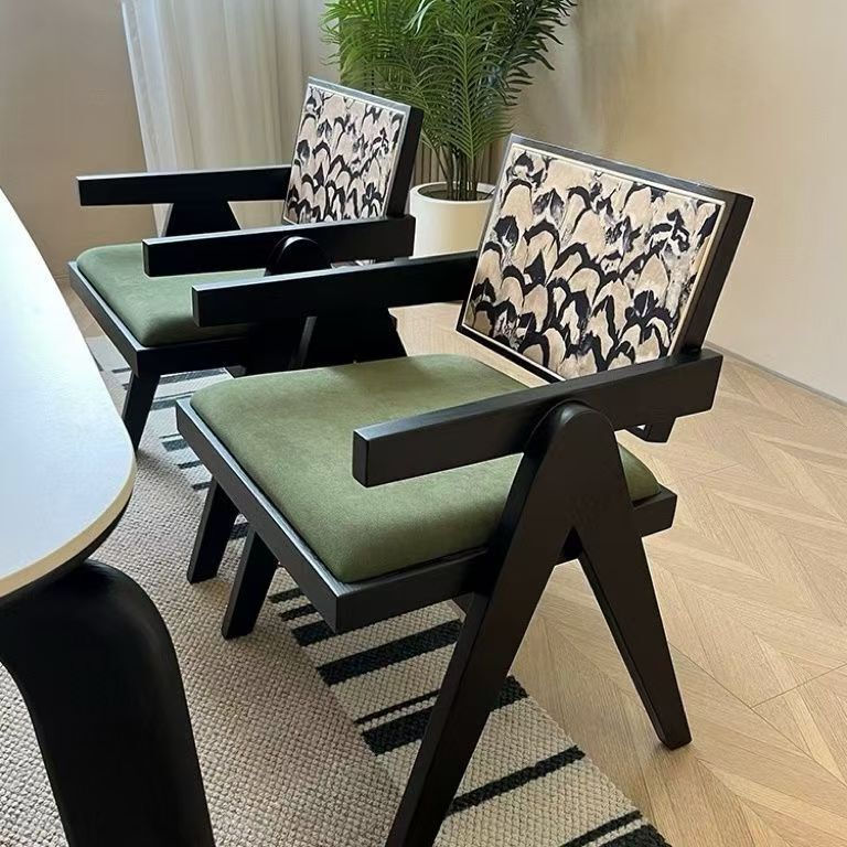 Chandigarh Rattan Chair Solid Wood Dining Chair Home Nordic Retro Restaurant Dining Table Chair Stool Armrest Chair