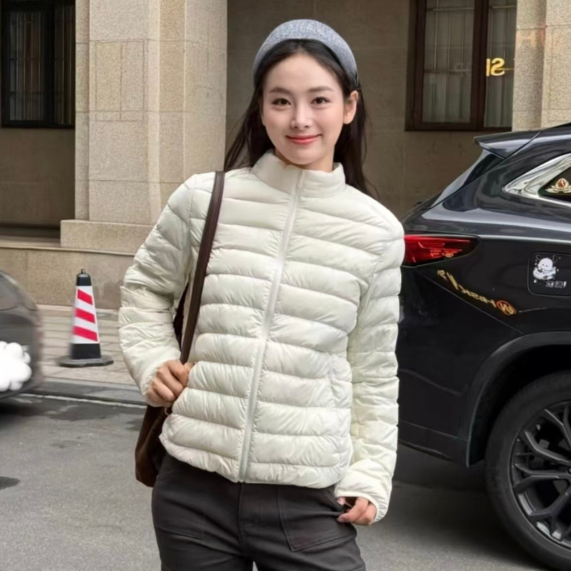 Mengkou Gelle Ribbed Down Jacket, New Lightweight Women's Autumn and Winter Warm and Lightweight White Goose Down Thin Coat Mengkou Gelle Ribbed Down Jacket, New Lightweight Women's Autumn and Winter Warm and Lightweight White Goose Down Thin Coat