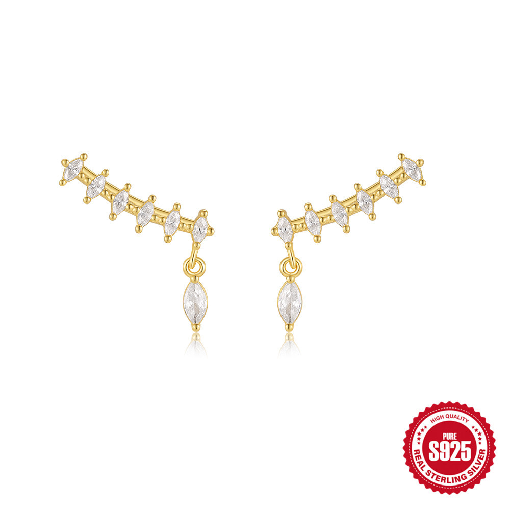 Moda europea y americana s925 plata esterlina geométrica simple estrella octogonal luna gota de agua diamante cadena borla pendiente pendiente pendiente mujer