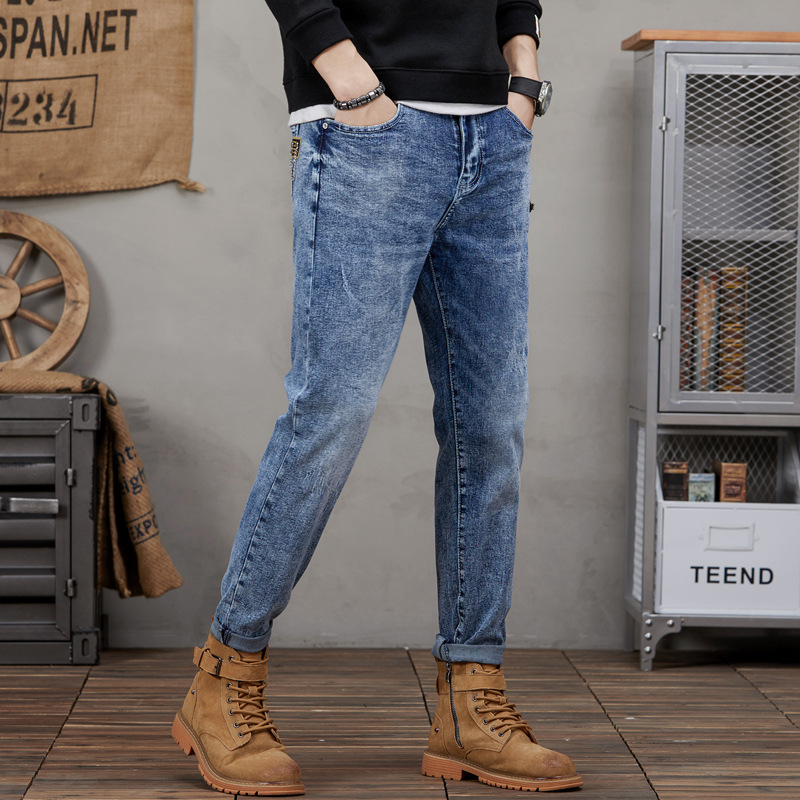 Vaqueros rotos para hombre, vaqueros para hombre con elástico en la pierna pequeña_voghion.com