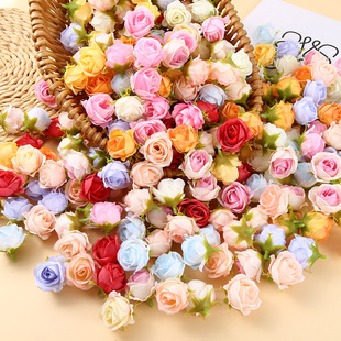 simulation rose flower head small flower diy wreath hairpin flower headdress fake flower wedding decoration photo props flower
