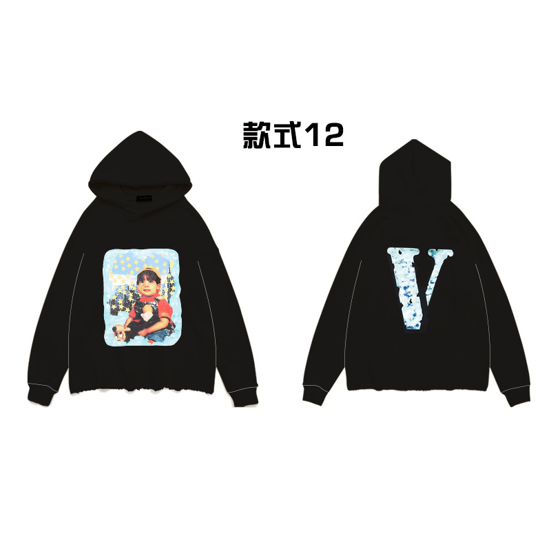 En stock suéter con capucha de algodón pesado para hombres para personalizar la marca de moda europea y americana BF casual suéter sin dobladillo