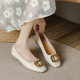 Single shoes women's spring and autumn 2024 soft-soled flat-soled peas shallow-mouth ladle shoes plus size women's shoes 41-43 summer