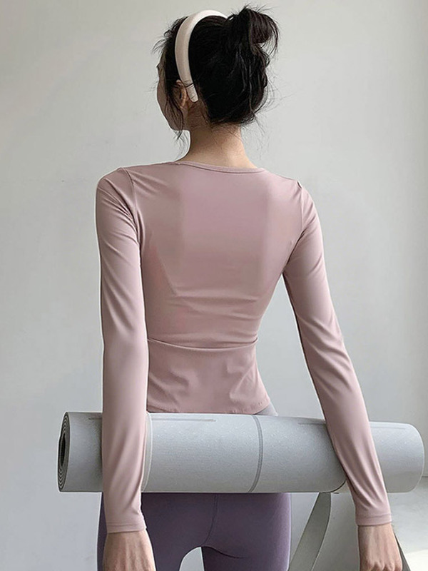 显瘦透气速干衣女瑜伽服长袖t恤运动上衣跑步专业健身服春秋晨跑|undefined
