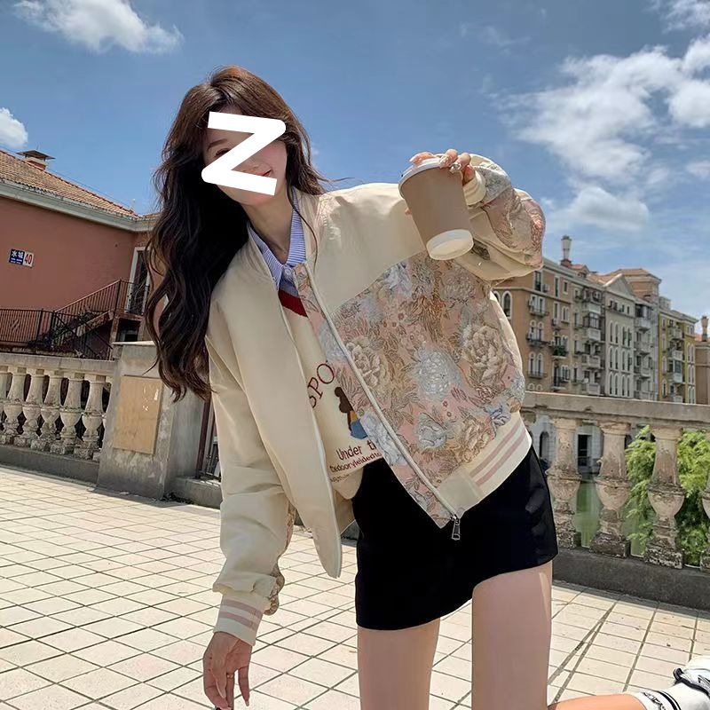 2025 Spring and Autumn New Korean Style Embroidered Baseball Jacket Women's Design Street Short Slim Jacket Top