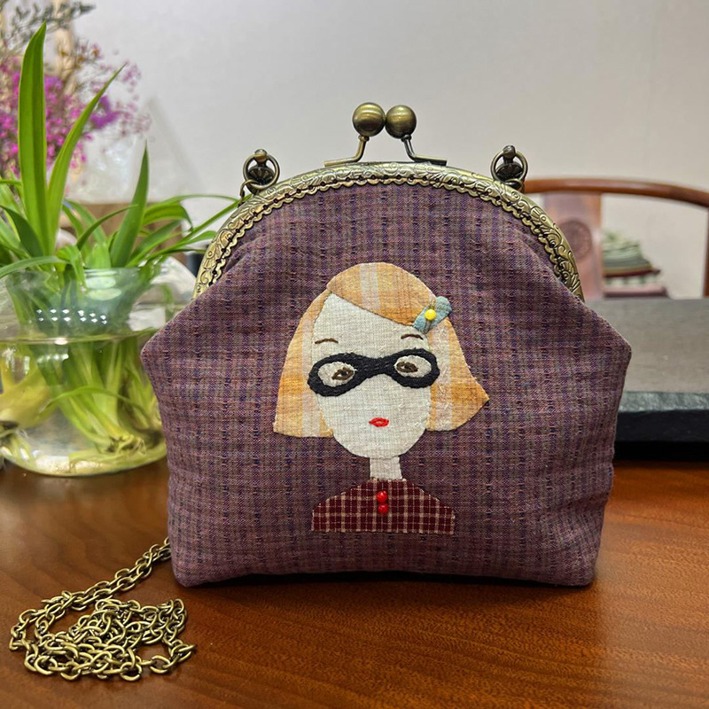 Bolso de mano bordado DIY, con estructura metálica, estilo Lu, artesanal, al por mayor