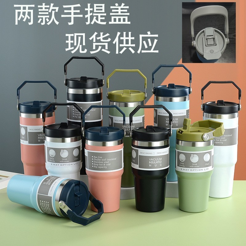 Nuevo portátil portátil 20oz 30oz taza de hielo de alta capacidad de doble capa de acero inoxidable vacío taza calibrada
