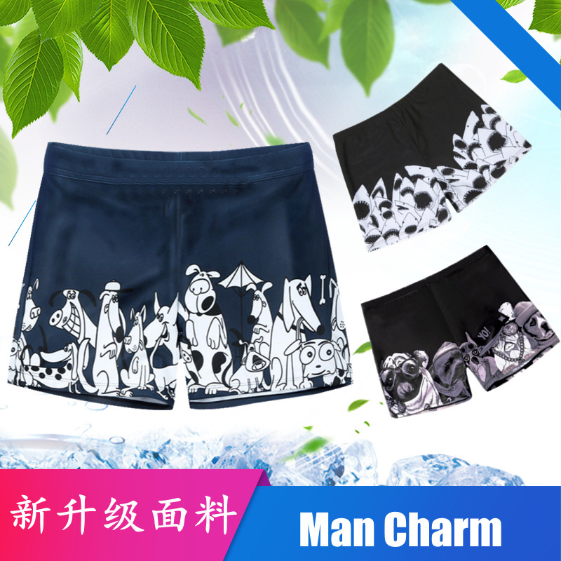 New floral swimming trunks boxer lining with drawstring comfortable breathable sports printing fashion swimming equipment for men