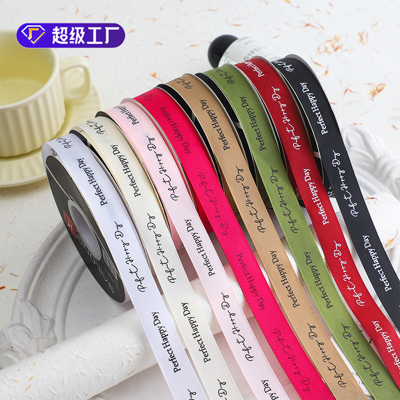 Happy Daily English Ribbon Thread Ribbon Material de Embalaje de Flores Regalo Bow Tie Tie Ribbon
