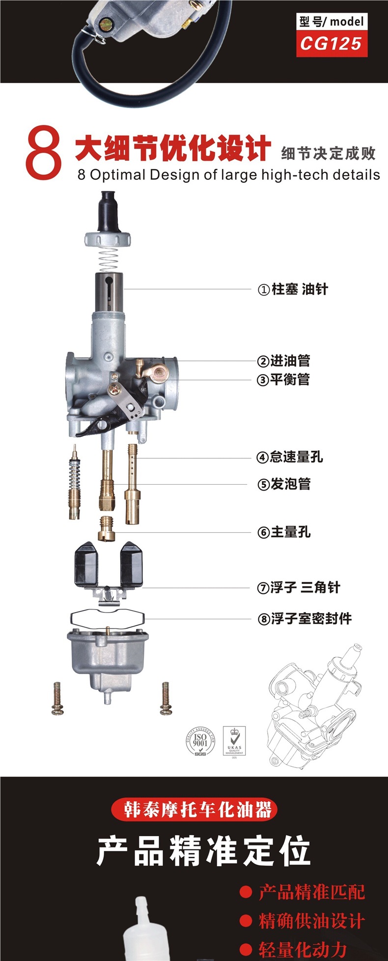 Keihin Carburetor Cg125 150 175 200 Pz26 27 30 Cross-Type Two-Wheel Three-Wheel Motorcycle Fuel-Saving