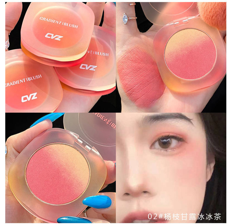 CVZ Three-color gradient Blush Contouring palette, high-gloss pink, not prone to flaking, natural nude makeup, energetic blush undefined