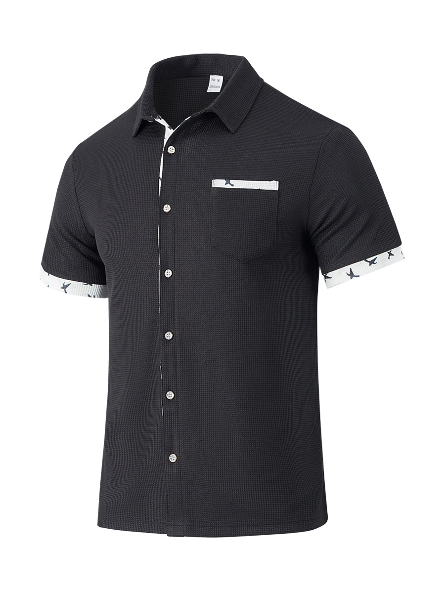 Amerikanisches Herren Strickhemd Mit Kragen Und Druckmuster_voghion.com