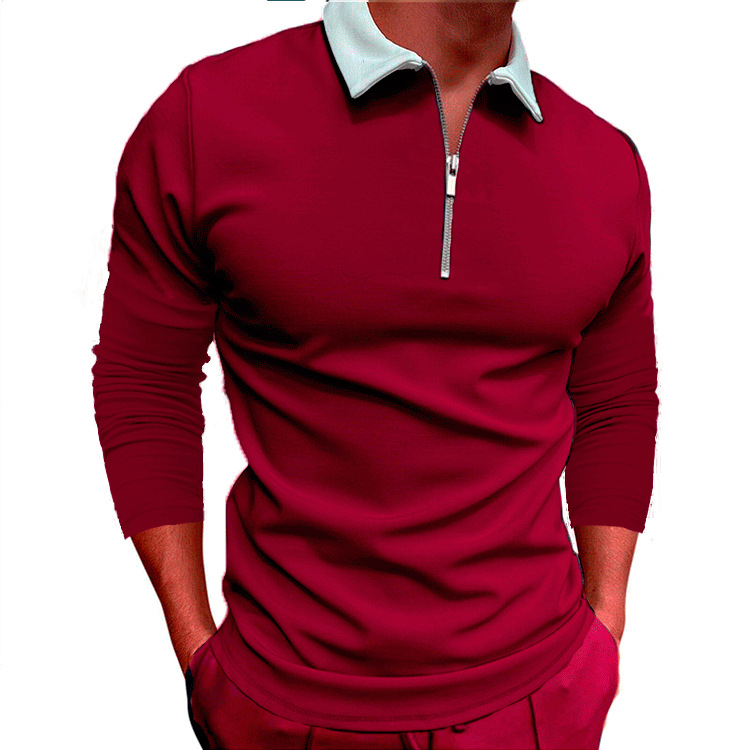 Polo homme slim fit décontracté imprimé fermeture éclair_voghion.com