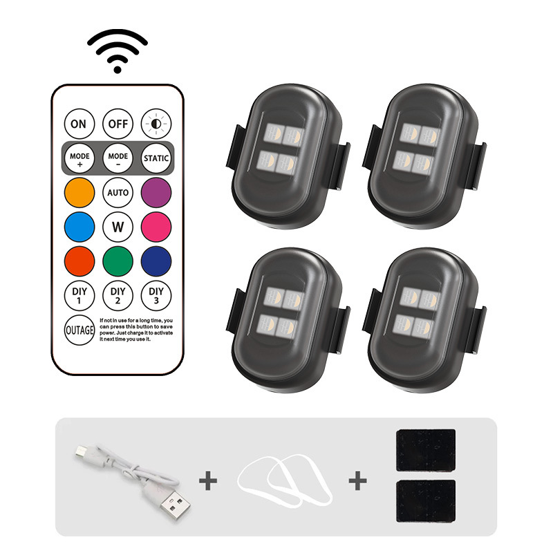 4 lámparas LED aeronaves luces de motocicleta UAV flash inalámbrico luz de advertencia de control remoto luz de crucero