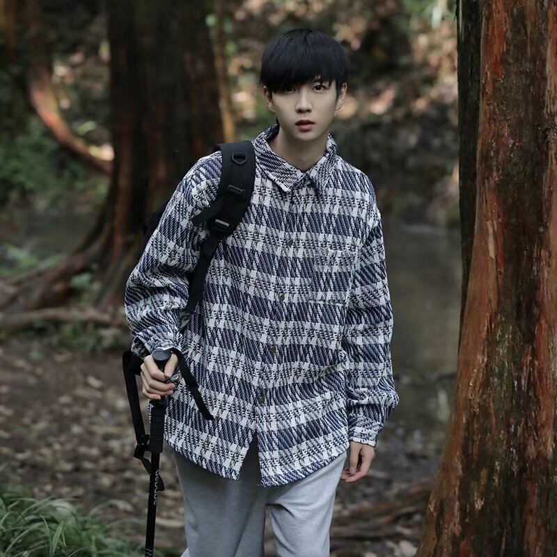 Vintage Plaid Shirt for Men 2025 Japanese Design Niche Spring and Autumn Long-Sleeve Top Jacket Vintage Plaid Shirt for Men 2025 Japanese Design Niche Spring and Autumn Long-Sleeve Top Jacket