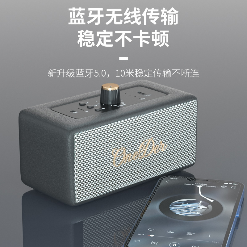 OneDerD3 レトロ Bluetooth スピーカー小型ポータブルホームデスクトップショップサブウーファー木箱ギフトスピーカー|undefined