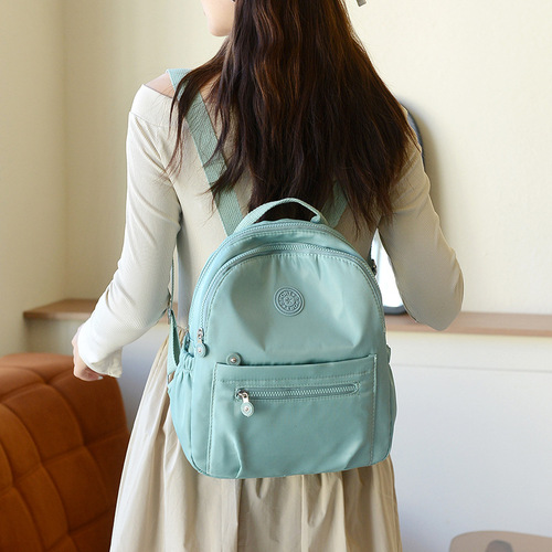 Minimalist solid color women's double shoulder bag, Korean style, versatile small backpack, fashionable canvas, hot selling, breathable and lightweight