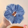 22# light blue flower bow hair tie about 12cm