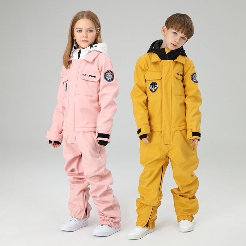 Xueyipai Kidsren's Ski Clothing Suit Boys and Girls Workwear One-Piece Ski Clothing Windproof and Waterproof Ski Equipment