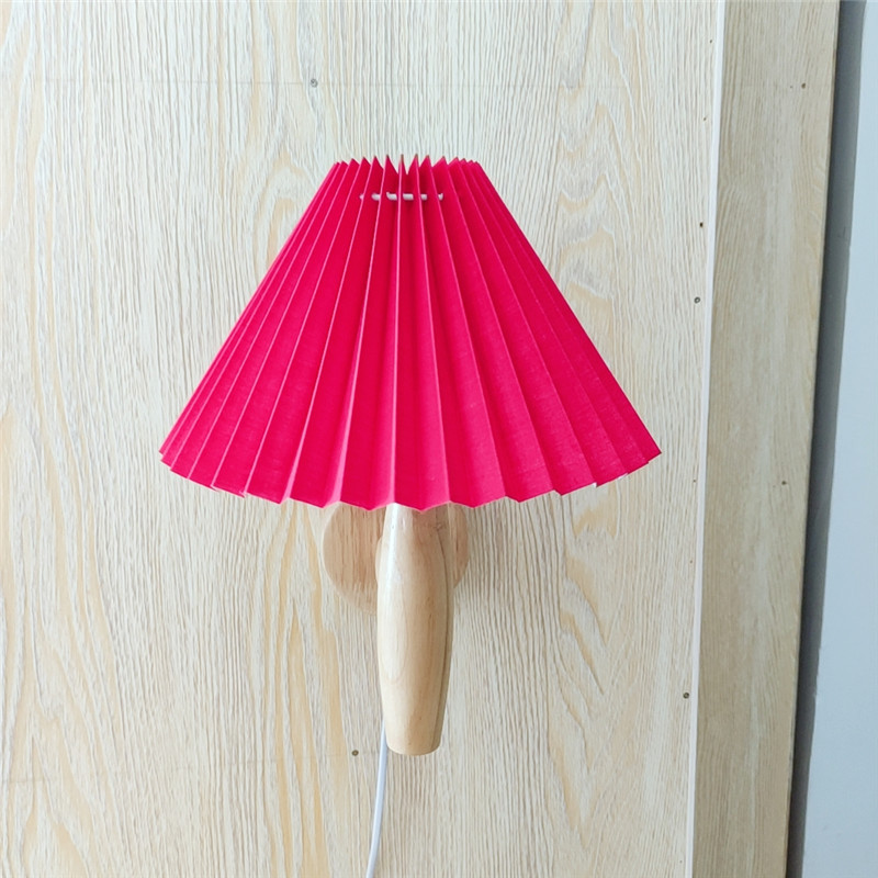 INS estilo pastoral Retro Vintage plisado pétalo tela lámpara de pared de madera estilo pastoral dormitorio lámpara de entrada