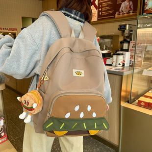 Backpack Girl Internet Celebrity 2025 New Cute Cartoon Student Backpack Sweet Style Campus Burger Small School Bag