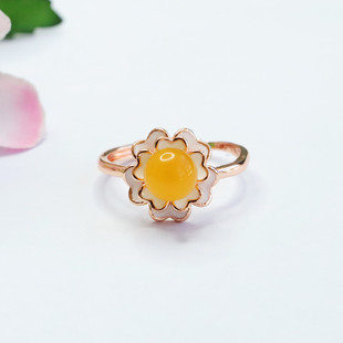 Juyu Natural Beeswax Ring Full Honey Chicken Oil Yellow Amber Camellia Factory Live on behalf of HP2101111