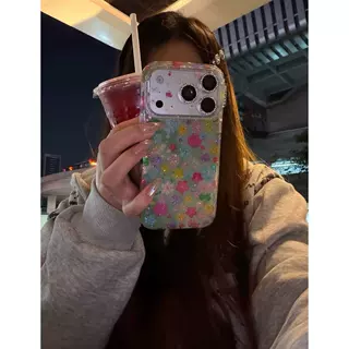 ins风彩色花朵可爱适用iPhone17promax苹果16手机壳15新款14防摔