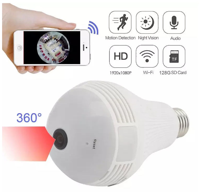 Panoramic bulb camera 360 degree wifi wi...