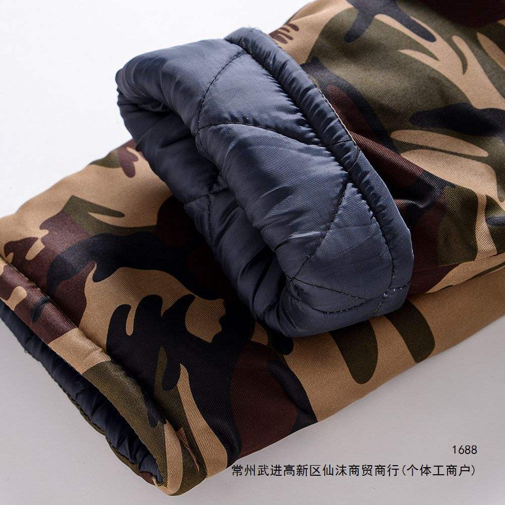 Men's winter thickened protective cotton work pants for cold storage, snow wear, camouflage, thermal pants for the elderly, wear-resistant solid color