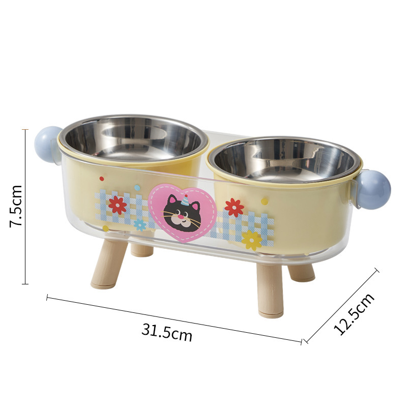 Tazón de mascotas de alto valor facial, alimentador de gatos antideslizante, antifolque, tazón de gato, tazón de acero inoxidable, tazón de perro de gran capacidad, tazón doble