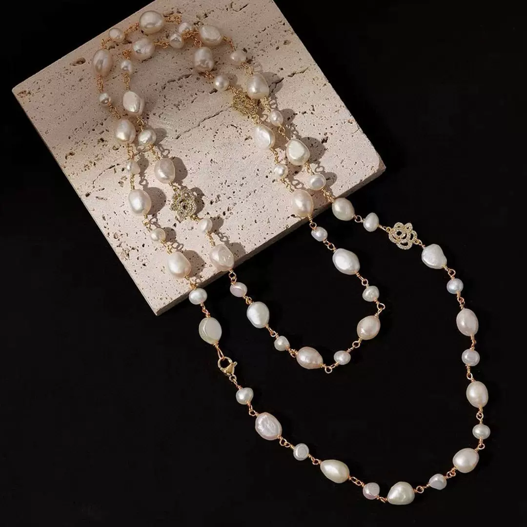 天然淡水珍珠长款项链女时尚轻奢气质百搭高级感秋冬可叠戴毛衣链