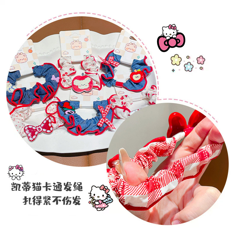 儿童卡通kt猫大肠发圈2025新款女童高弹力发绳女孩丸子头皮筋发饰|undefined